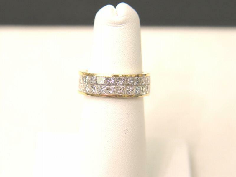 2 ROW 48 STONE 11 POINTERS PRINCESS CUT DIAMOND SET ALL THE WAY ETERNITY BAND