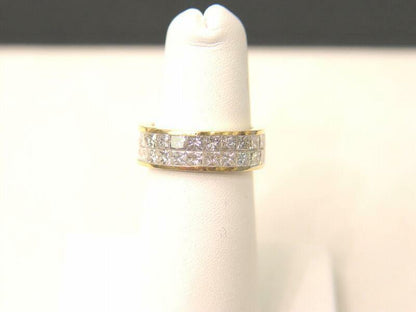 2 ROW 48 STONE 11 POINTERS PRINCESS CUT DIAMOND SET ALL THE WAY ETERNITY BAND