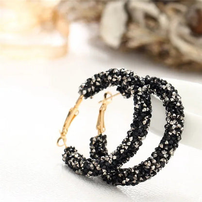 Rhinestone Zircon Flash Ring round Diamond Earrings Female Silver Gold Stud Earr