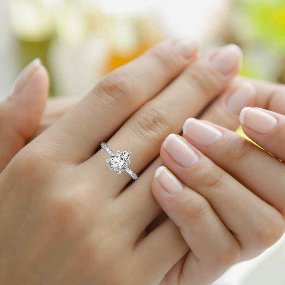 1 Carat IGI Certified Pear Shape Lab Grown Diamond Engagement Ring | 14K White G