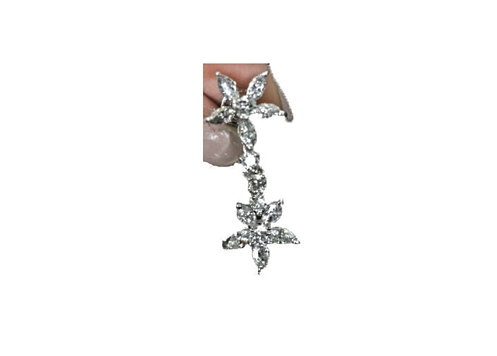 20 MARQUISE SHAPE DIAMOND 10 ROUND BR SHAPE DIAMOND FLUERETTE EARRING