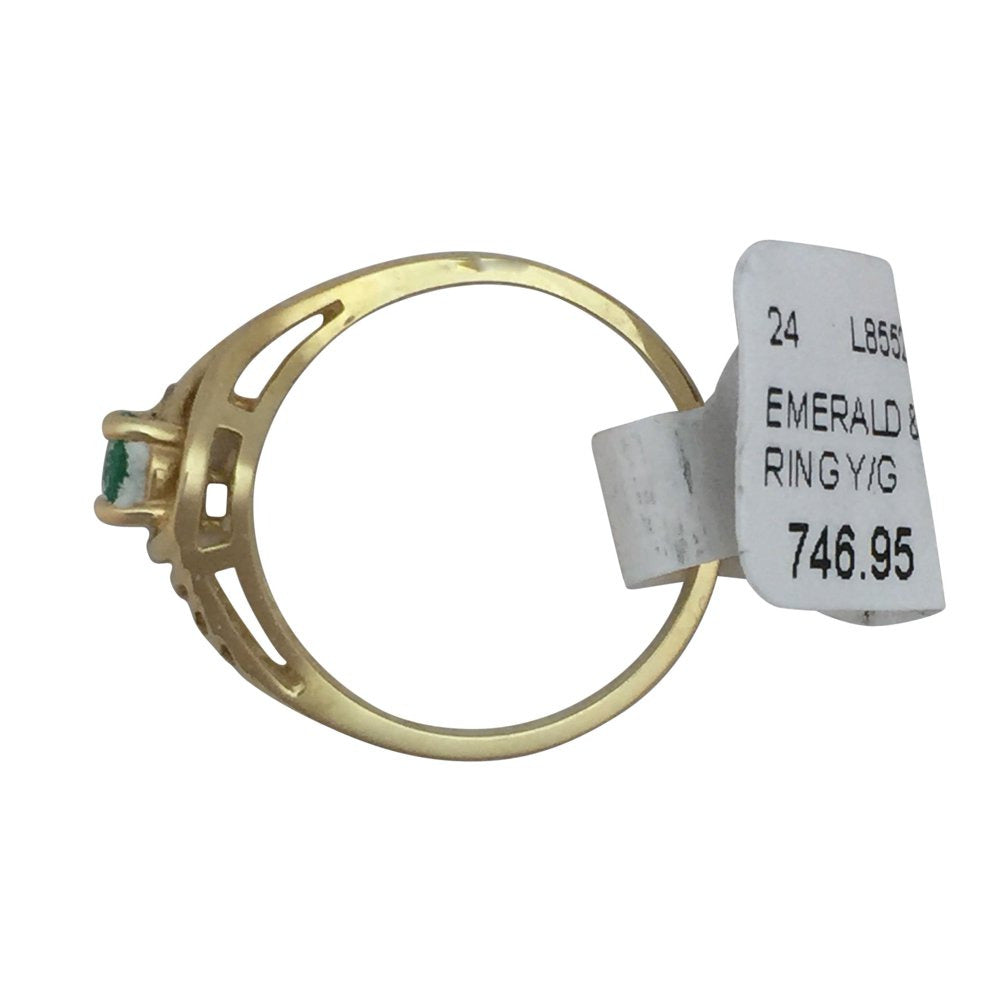 Oval Emerald and Diamond Ring 14K Yellow Gold