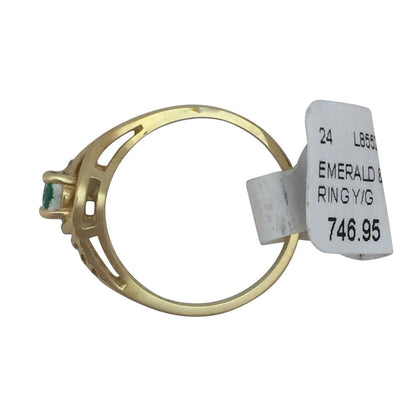 Oval Emerald and Diamond Ring 14K Yellow Gold