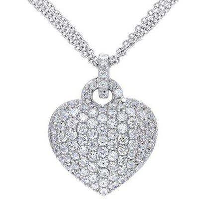 Created White Sapphire Heart Pendant in Sterling Silver