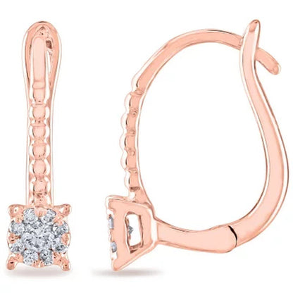 0.15 CT. T.W. Halo Frame round Diamond Leverback Drop Earrings in 14K Gold