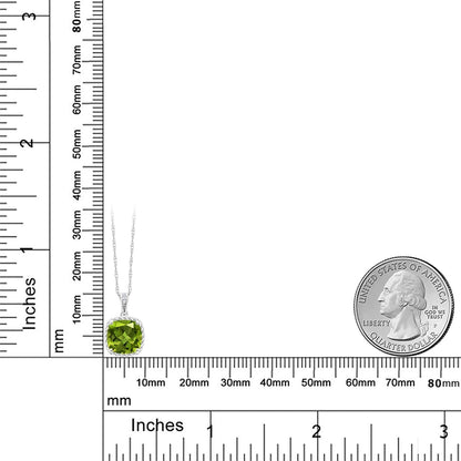 10K White Gold Green Peridot and Diamond Pendant Necklace for Women (2.47 Cttw,