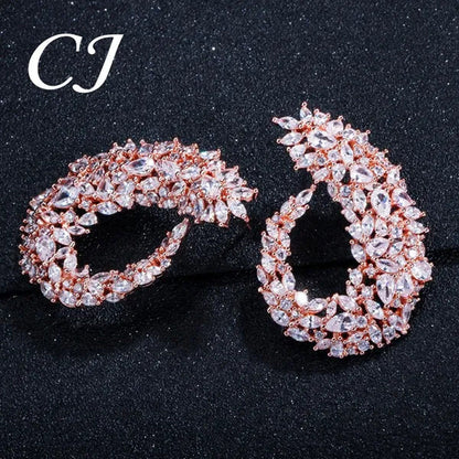 CANDICE Luxury 18K Rose Gold Plated Full Pave Multi Shape Rose Red and Pink Colo