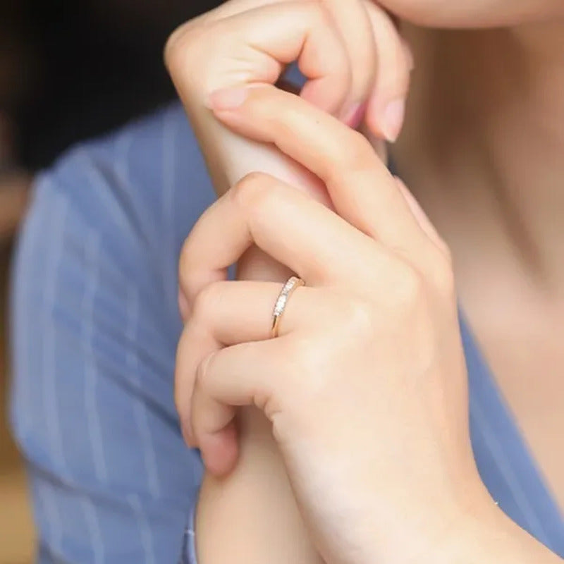 Women Fashion Dainty 18K Gold Plated Cube Diamond Rings Wedding Engagement Party