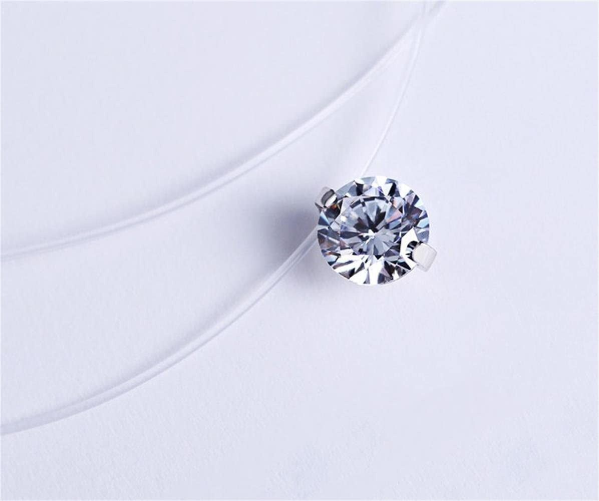 S925 round Fish Line Two Claws Cut Clear Cubic Zirconia Pendant Necklace (Silver