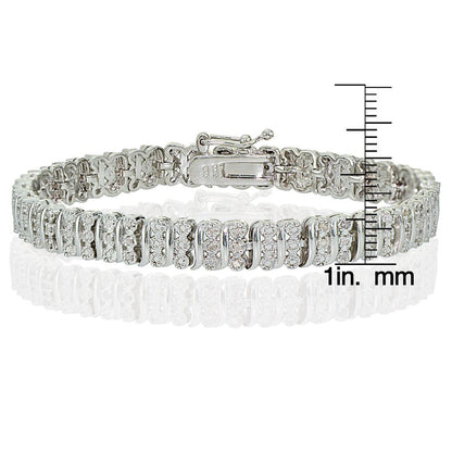 Silver Tone 0.25Ct Diamond S Pattern Tennis Bracelet