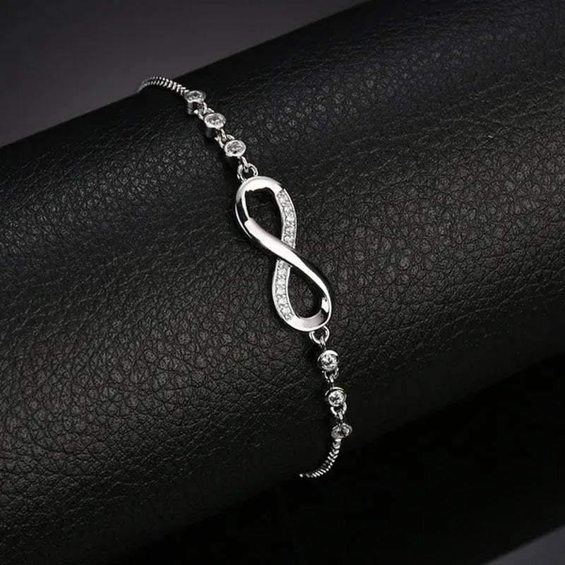 New Arrival 925 Sterling Silver Charm Bracelet Jewelry Infinity Eight Crystal Di