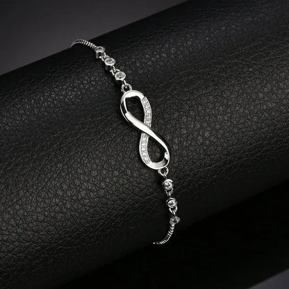 New Arrival 925 Sterling Silver Charm Bracelet Jewelry Infinity Eight Crystal Di