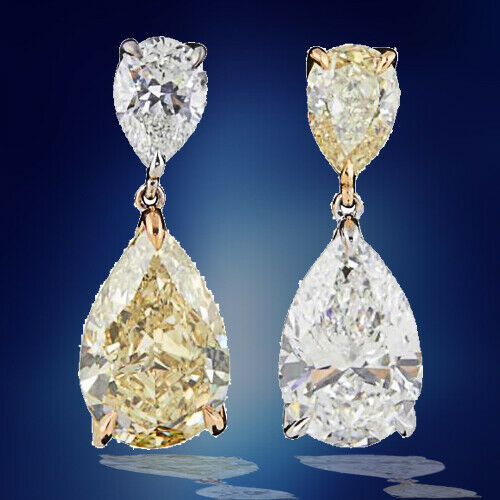Incredible GIA certified Yellow and White Diamond Two Color Gold Earrings