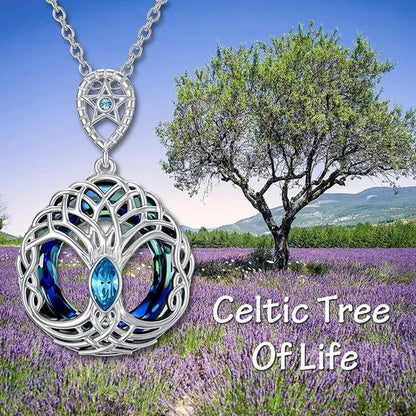European and American Fashion Women Celtic Life Tree Crystal Pendant Necklace 92