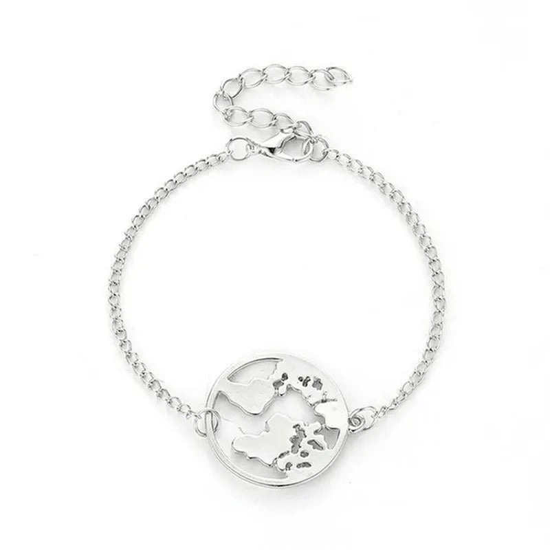 Chain Link World Map Bracelets Bangles Jewelry Globe Bracelet Charm Travel Jewel