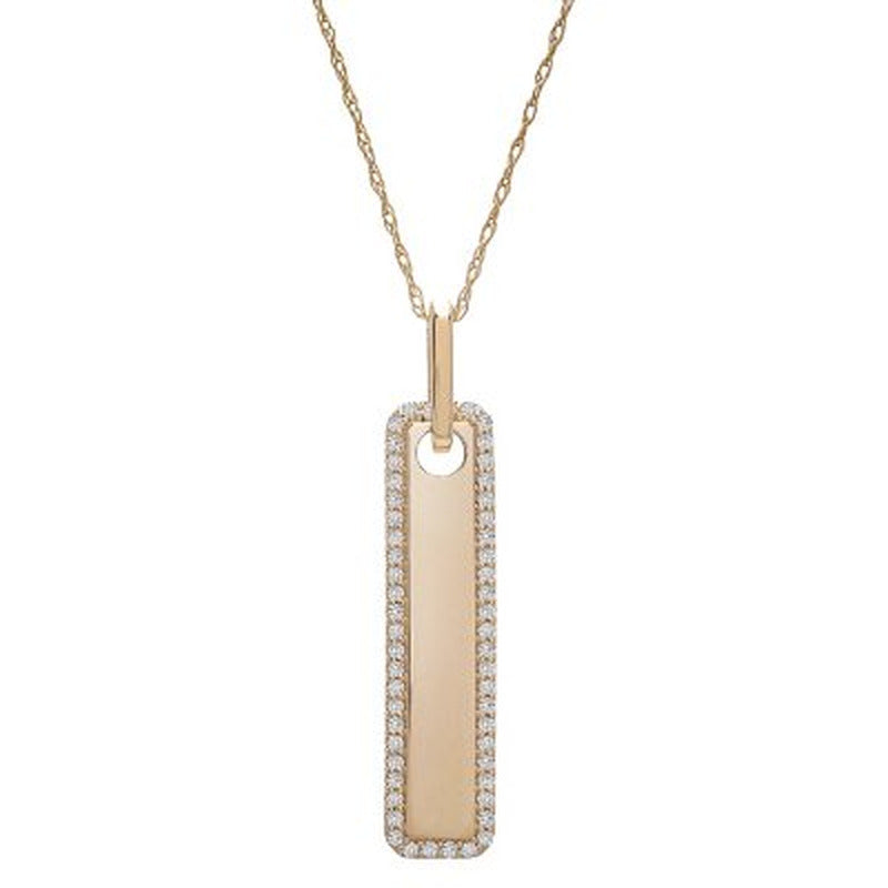 0.15 CT. T.W. Diamond Dog Tag Pendant in 14K Yellow Gold (I, I1)