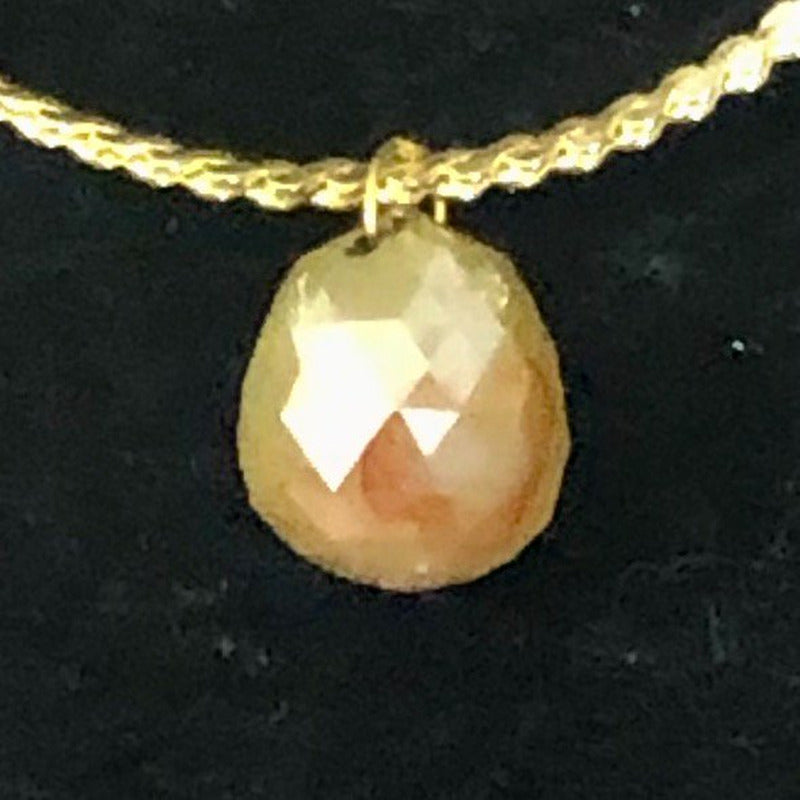 3.43Cts Bi-Color Diamond Briolette 18K Pendant | 8X7Mm |