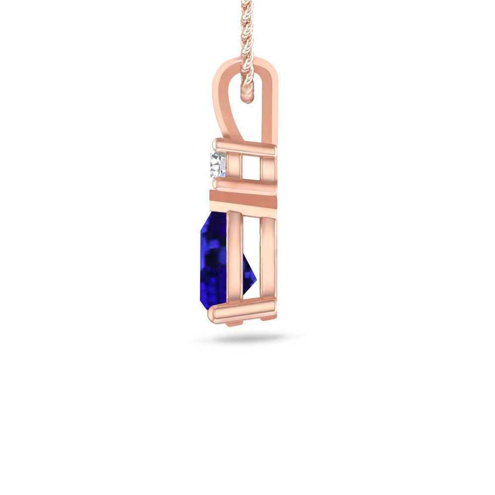 0.40 Carat 10K Rose Gold Tanzanite and round Lab Grown Diamond Solitaire Pendant