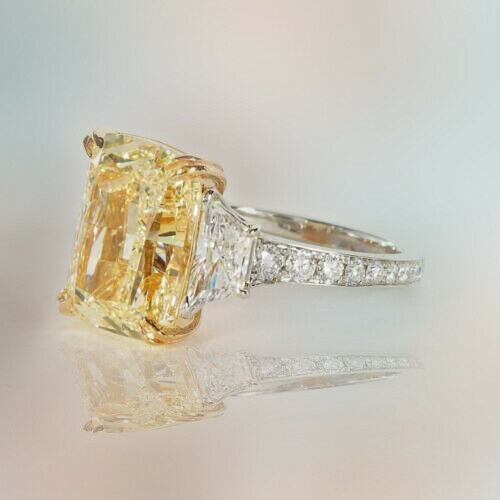 GIA certified Fancy Yellow 10.17 ct Fancy Diamond Ring 1.55 carat platinum 18 k