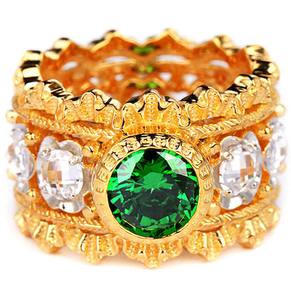 Women'S Silver Gilded Lace Hollow Zircon Ring