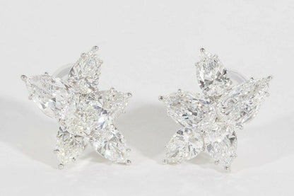 Diamond Cluster Earrings 11.82 carats of colorless white pear shaped diamonds
