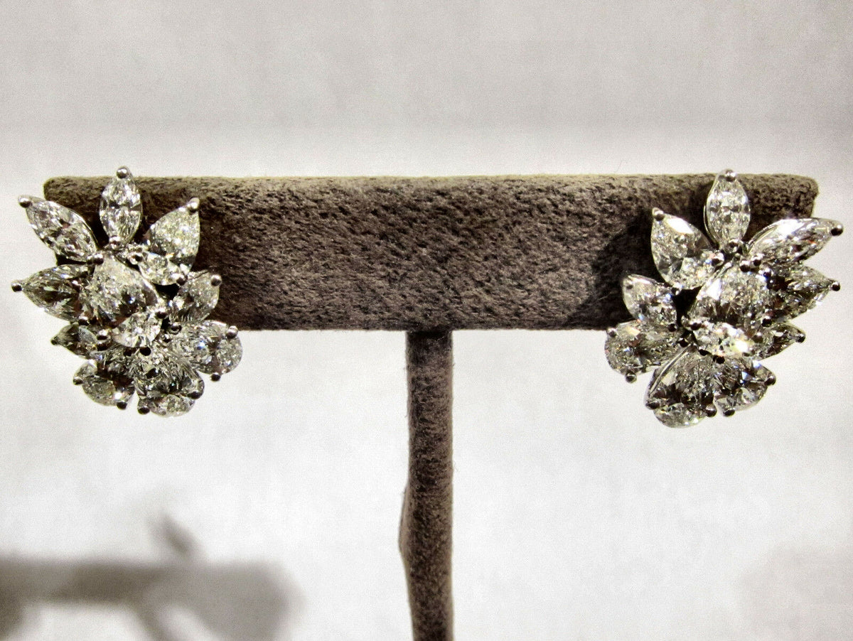 DIAMOND TWELVE PEAR SHAPE EIGHT MARQUISE SHAPE DIAMOND HUGGIE DIAMOND EARRING