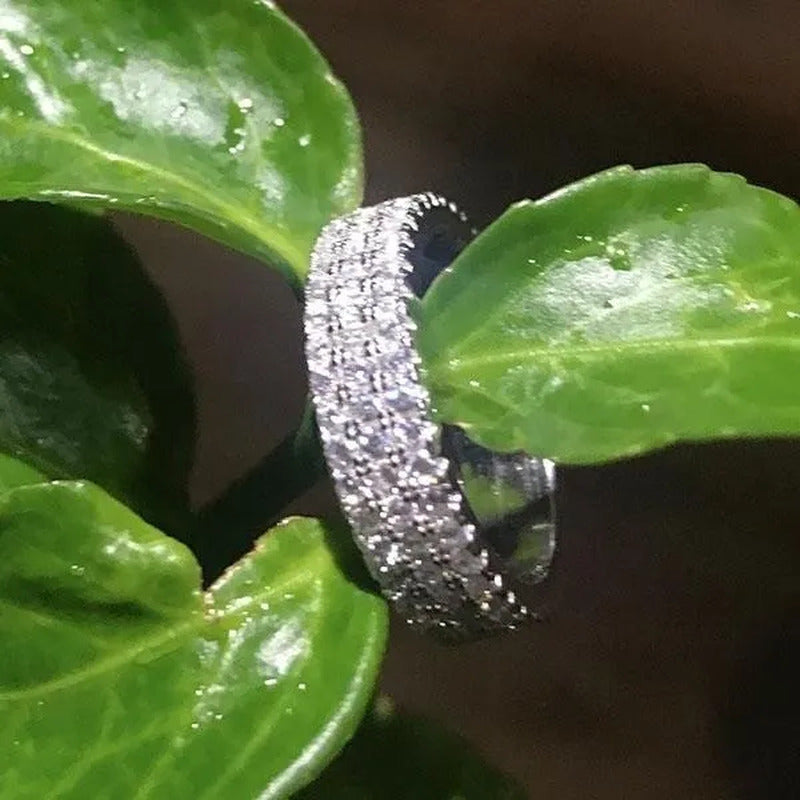 YOHAPP Exquisite Fashion Silver Ring Natural White Sapphire Charming Diamond Inf