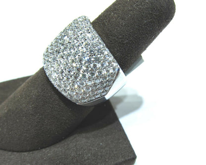 4.09 CT DIAMOND PAVE SET ROUND BRILLIANT SHAPE HALF WAY DIAMOND BAND 18 K GOLD