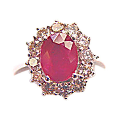 1.67 CT RUBY OVAL SHAPE AND .75 CT ROUND SHAPE DIAMOND RING RUBY DIAMOND RING