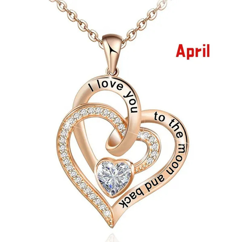 Ladies Heart-Shaped Necklace Plated 925 Sterling Silver Birthday Jewelry I Love