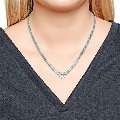 0.12 CT. T.W. Diamond Heart Necklace in Italian Sterling Silver