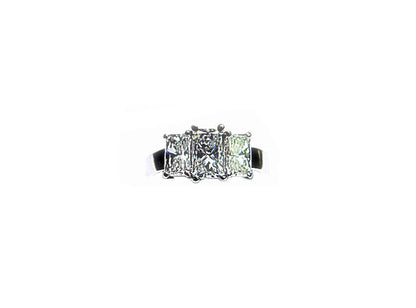 CERTIFIED 3 STONE RING 2.89 CTTW RADIANT DIAMOND CENTER 7.25X4.