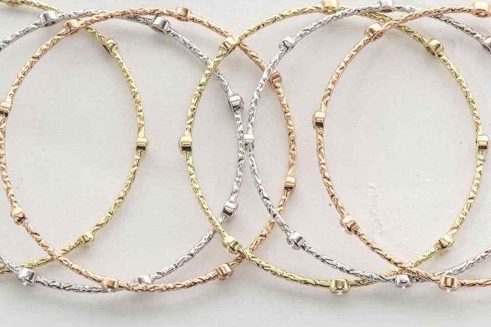 Set of Six Multicolored Slip On Diamond Bangles