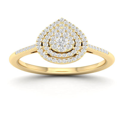 Imperial 1/4Ct TDW Diamond 10K Yellow Gold Pear Cluster Halo Engagement Ring (H-