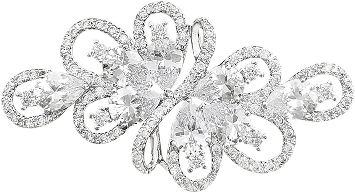 Cubic Zirconia Crystal Rhinestone Wedding Brooch Pin for Women Brides Jewelry