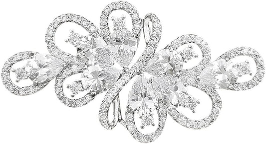 Cubic Zirconia Crystal Rhinestone Wedding Brooch Pin for Women Brides Jewelry