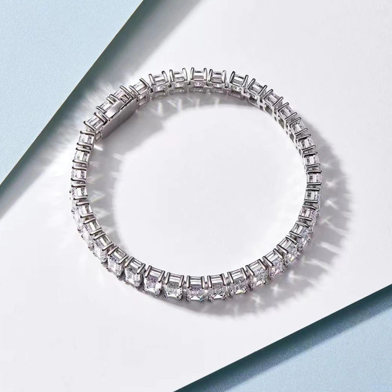 100% 925 Sterling Silver 4*6Mm Emerald Cut High Carbon Diamond Bracelets
