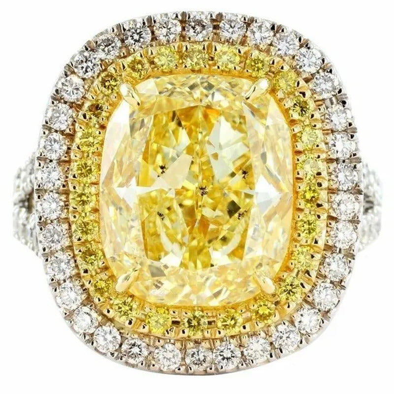 13.20CT Jewelry Yellow Topaz Sapphire & Diamond 925 Sterling Silver Wedding Ring