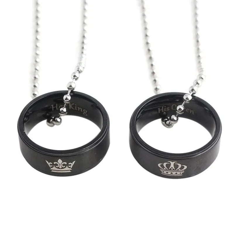 Jewelry Her King His Queen Crown Wedding Ring Necklace Fashion Pendant for Men a