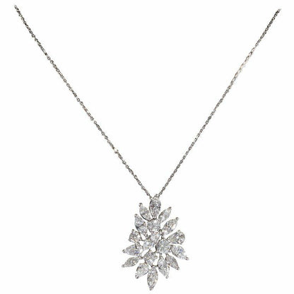 Diamond Cluster Pendant 2.55 carats F VS marquise, pear and round brilliant 18 k