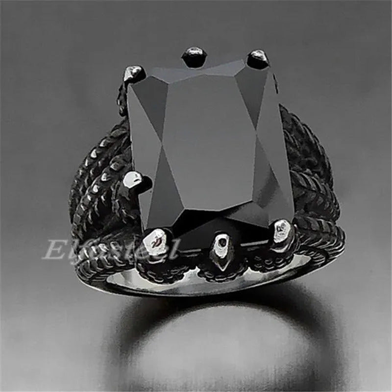 MEN'S BOY"S Dragon Claw Sapphire Ruby Blue CZ 316L Silver Stainless Steel Biker