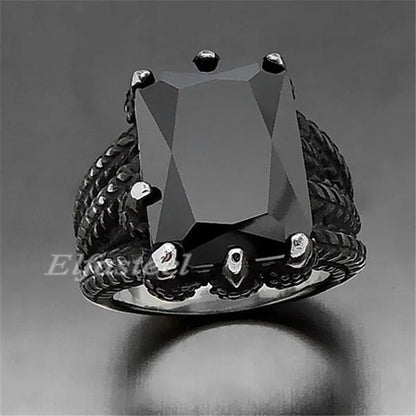 MEN'S BOY"S Dragon Claw Sapphire Ruby Blue CZ 316L Silver Stainless Steel Biker
