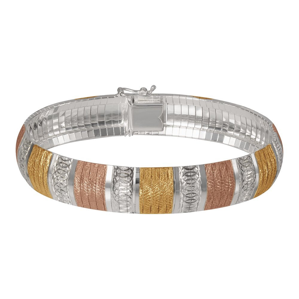 Brilliance Omega Flex Bangle Gold over Sterling Silver Bracelet, 7.5"