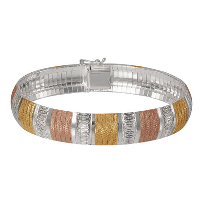Brilliance Omega Flex Bangle Gold over Sterling Silver Bracelet, 7.5"
