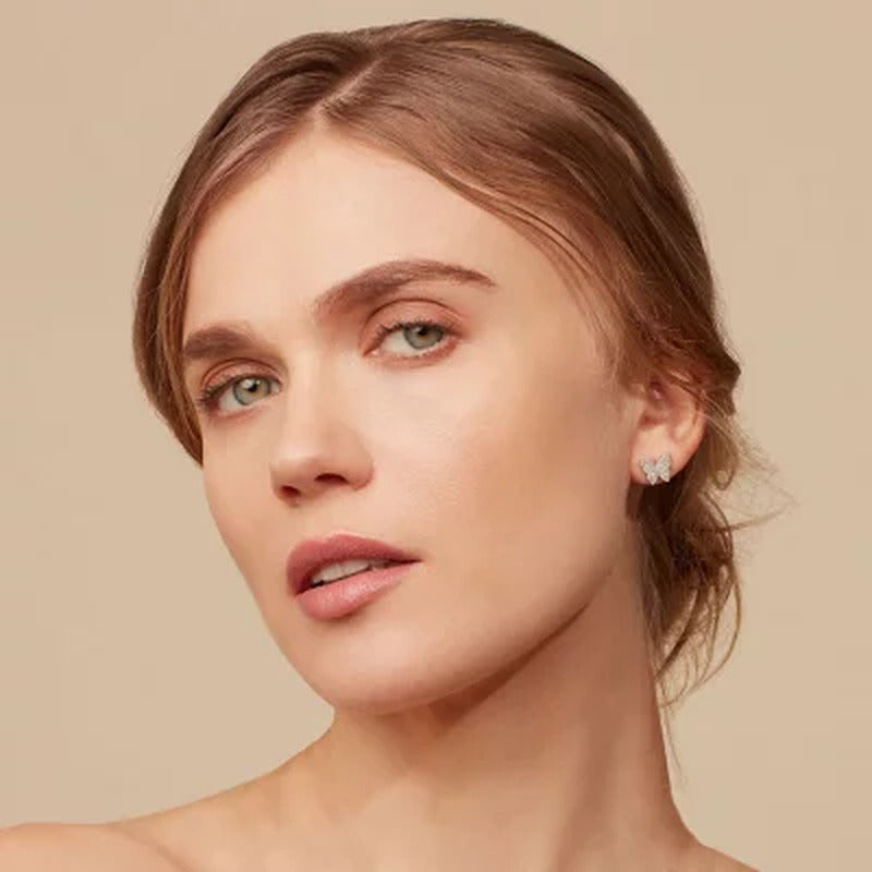 0.25 CT. T.W. Diamond Butterfly Earrings in Sterling Silver