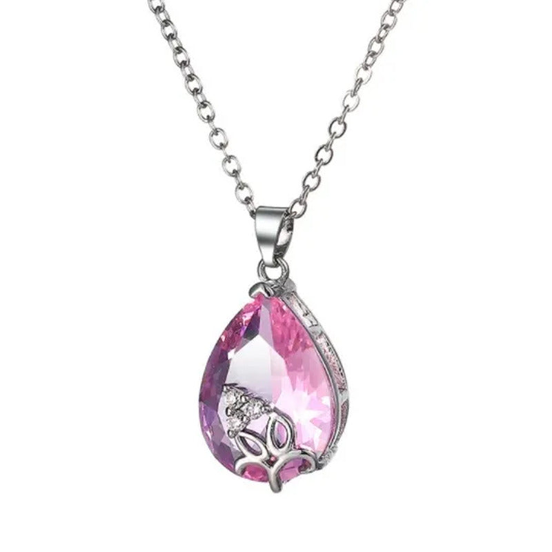 Woman Fashion Jewellery Elegant Pink Topaz Pendant Gold-Plated Noble Zircon AAA