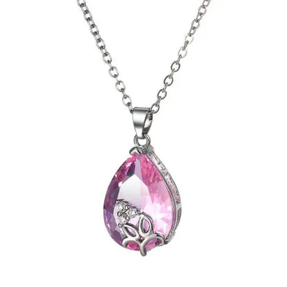 Woman Fashion Jewellery Elegant Pink Topaz Pendant Gold-Plated Noble Zircon AAA