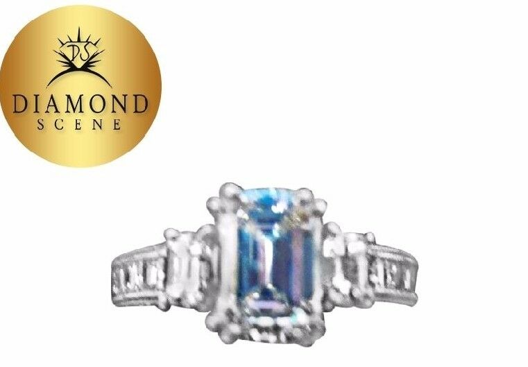 certified emerald diamond h color vs2 clarity 1.30 ct side 1.42 ct platinum