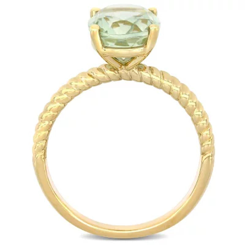 Prasiolite Quartz Promise Ring in 14K Yellow Gold