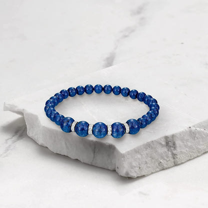 6-8Mm Gem Bead Stretch Bracelet with .24 Ct. T.W. Diamonds in Sterling Silver